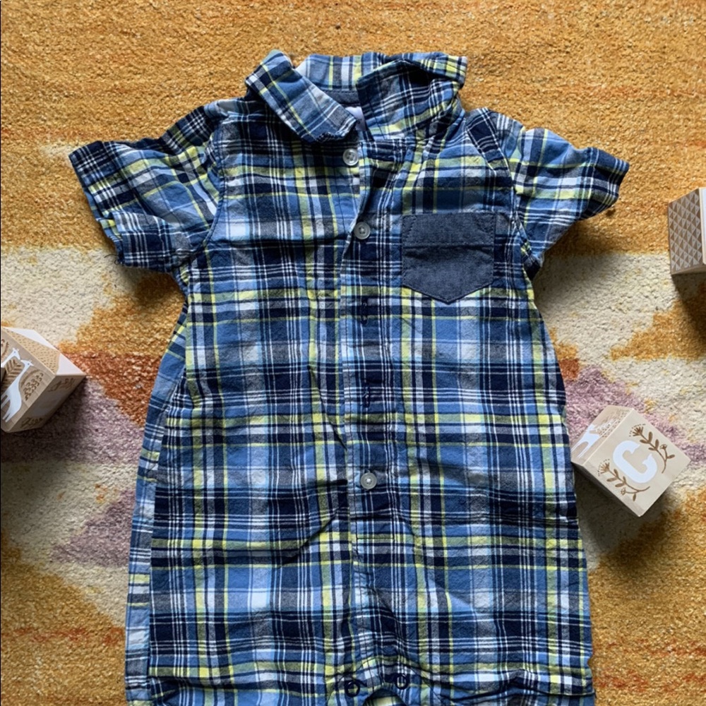 Plaid 9 Month Collared Romper Onesie Carter’s